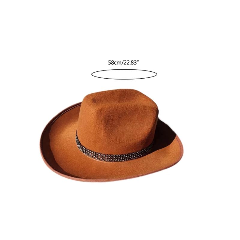 Cowboy Hat with Rhinestones Dazzling Cowgirl Hat Rhinestones Strip Decorations One Size Fits for Men and Women