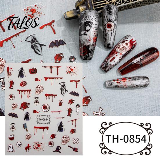 Self Adhesive Nail Decorations for Women 6 Sheets Halloween Stickers Women, Pumpkin Ghost Bat Skull Decals Manicure Decoration Decals, Art Accessories
