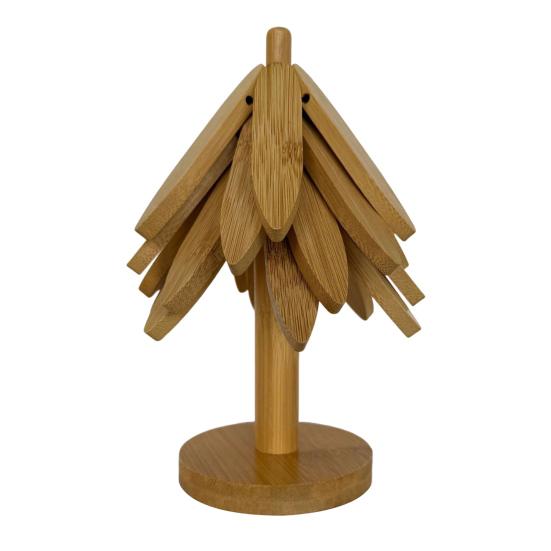 3/4/5Pcs Placemat Christmas Tree Design Bamboo Table Cushion Coaster Set High Temperature Resistant Insulation Mat