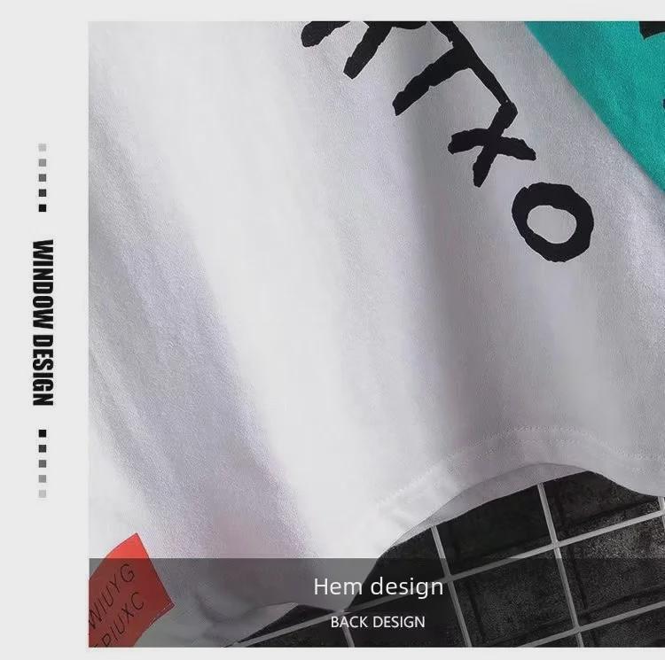 Costum de vară la modă pentru bărbați 2024: Tricou cu mânecă scurtă și pantaloni largi