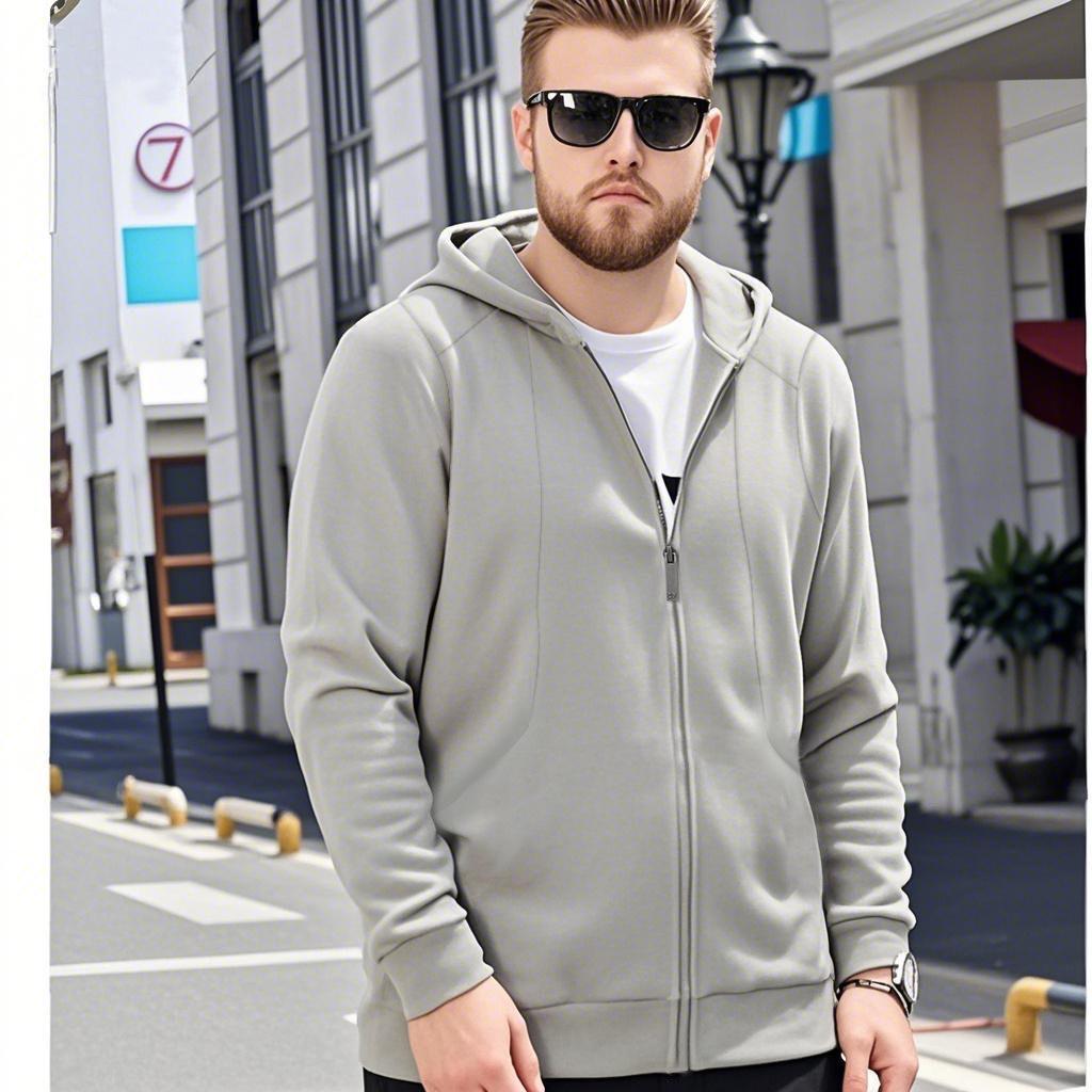 

26 Spring/Fall Loose Fit Couple Hooded Zipper Jacket for Plus Size - Trendy Casual Sportswear 3XL слонова кістка