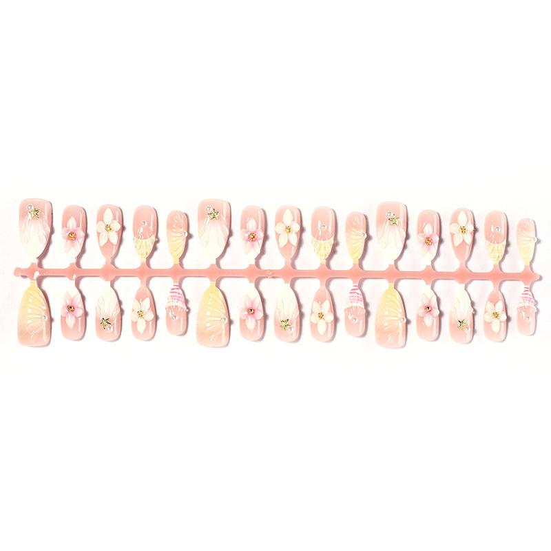 30 pieces of new spring and summer armor three-dimensional flowers handmade fake nails small and fresh cross-border hot-selling armor wholesale
