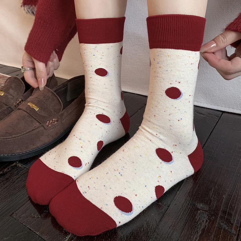 Berry Red Series Socks Season Korean Bear Versatile Stacking Socks New Year'S Socks