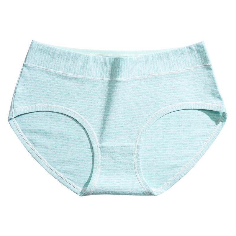 Female Summer Striped Cotton Pure Cotton Crotch Antibacterial Abdominal Lift Hip Breathable High Waist Briefs