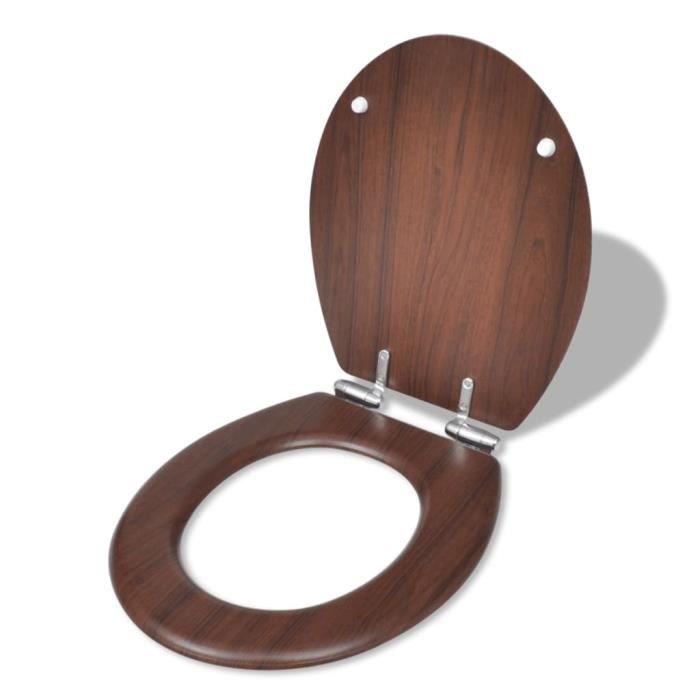 VidaXL Siège de toilette MDF Couvercle à fermeture en douceur Marron