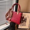 Simple and Atmospheric Handbag for Women, 2026 Commuter Bride Bag, Red Shoulder Crossbody Ste Patterned PU Bag