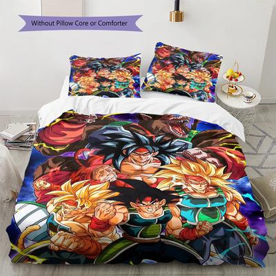 DBZ Decor Pattern Bedding Quilt Set Quilt Cover Pillowcase Home Decoration Birthday Gift (1 * Duvet Cover + 2 * Pillowcase, Without Core)