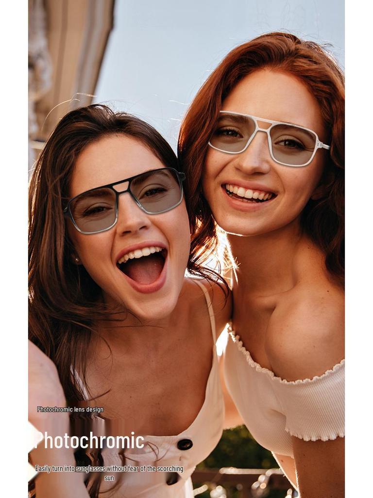 Smart Bluetooth Audio Glasses with Double Beam Photochromic Anti-Blue Light Lenses, UV Protection, and Music/Call Features