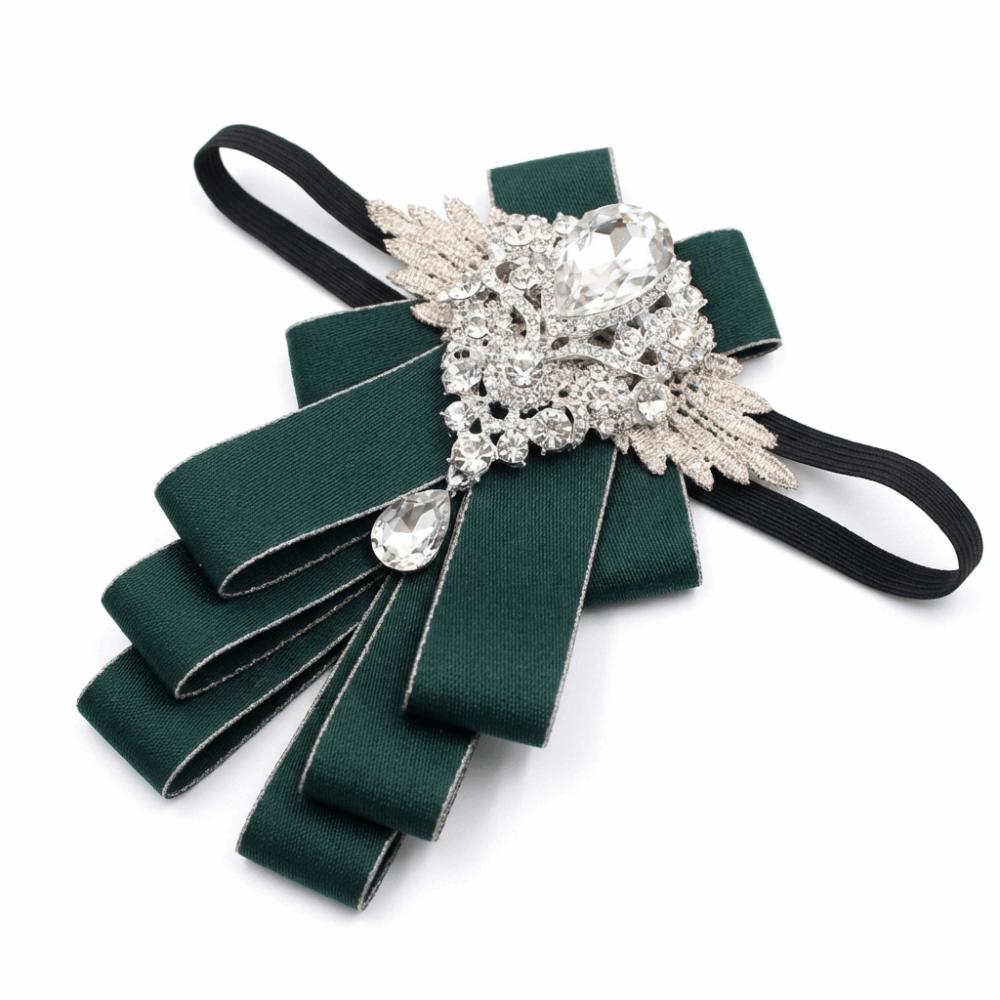 Британский стиль Стразы Ошейник Цветок Однотонный Мужской Костюм Аксессуар Бизнес абрикосовый/зелёный