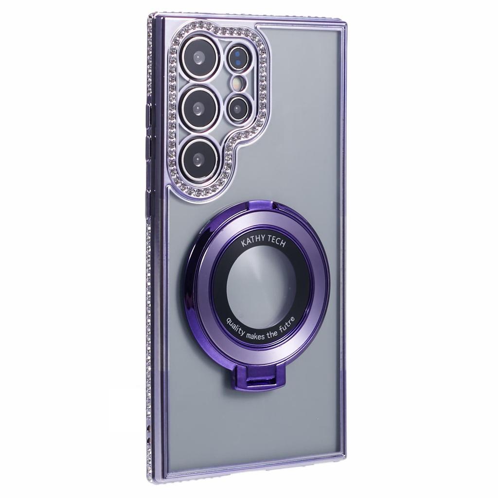 For Samsung Galaxy S24 Ultra Phone Cover Rhinestones Decor Ring Kickstand TPU Back Case