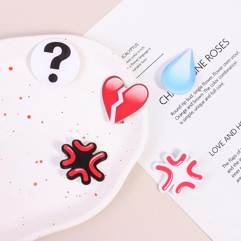 Angry Expression Drop Hair Clip Heartbroken Acrylic Hair Clip Funny Side Clip