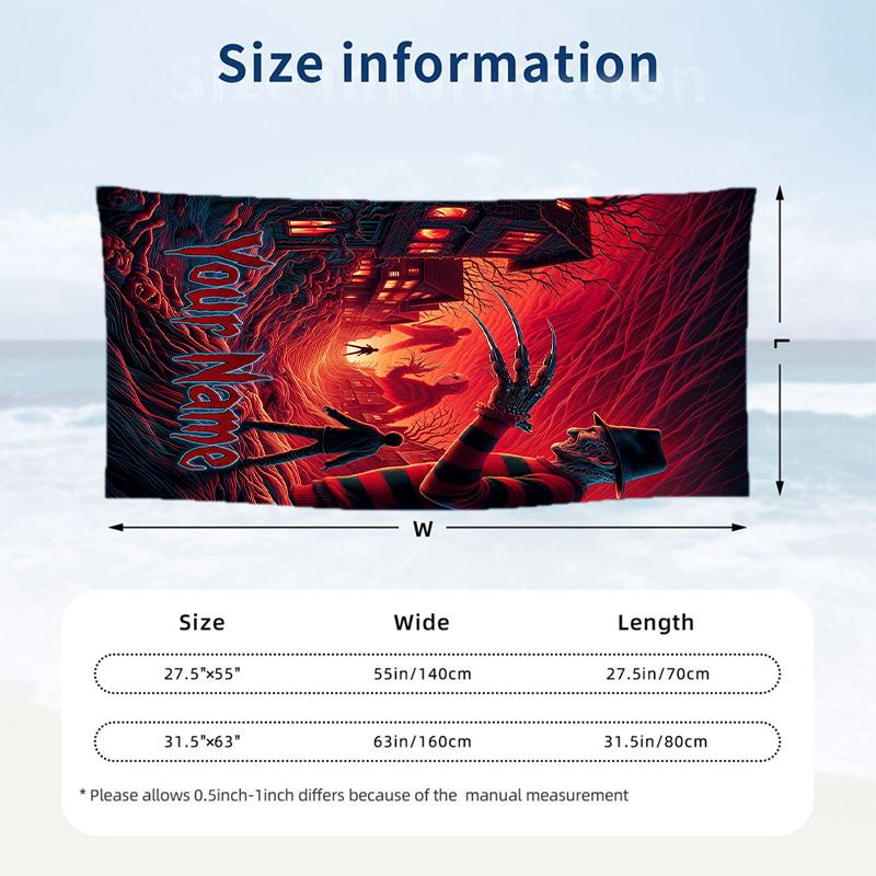 Beach Towel Custom Name Text, Quick Dry Large Towel For Beach HomeA Nightmare On Elm Street Freddy Krueger