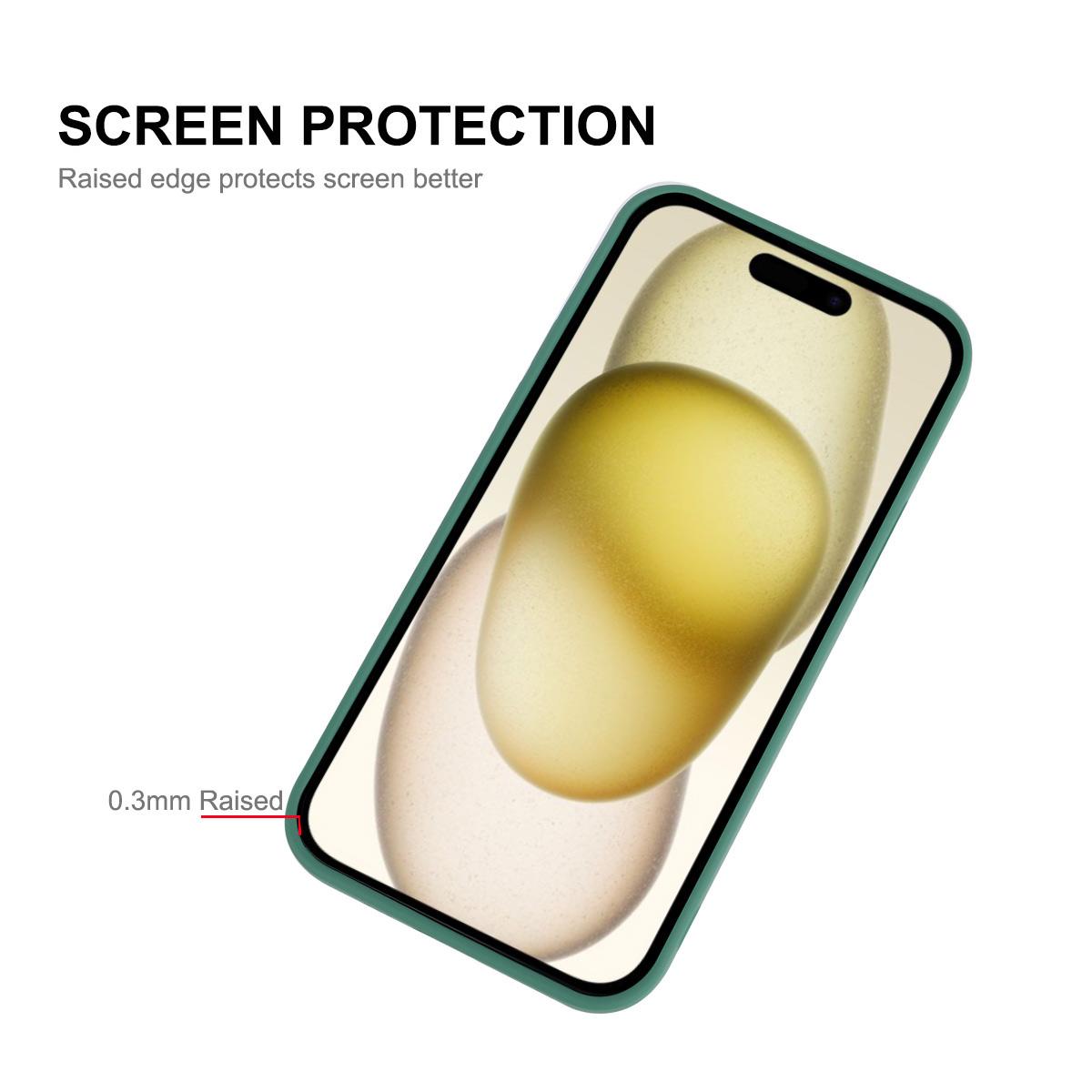 

ENKAY HAT PRINCE For iPhone 15 Plus Case Precise Cutout Bump Proof Liquid Silicone Phone Cover Blackish Green