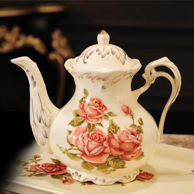 900ml European Luxury Gold Plated Kettle Ceramic Water Kettle Teapot Afternoon Tea Kettle Large Capacity