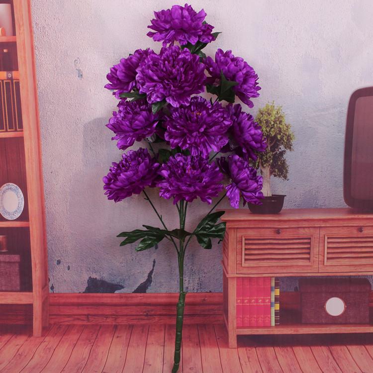 Simulation Peony Flower 10 Heads Rich and Core-spun Peony Simulation Flower Wedding Home Studio Decoration Artificial Fake Flower