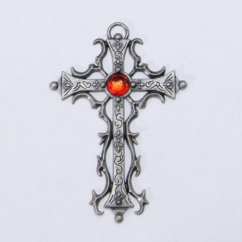 

Retro Punk Cross Pendant Necklace – European & American Style, Hollow Inlay Design, Key Personality Sweater Chain Accessory.