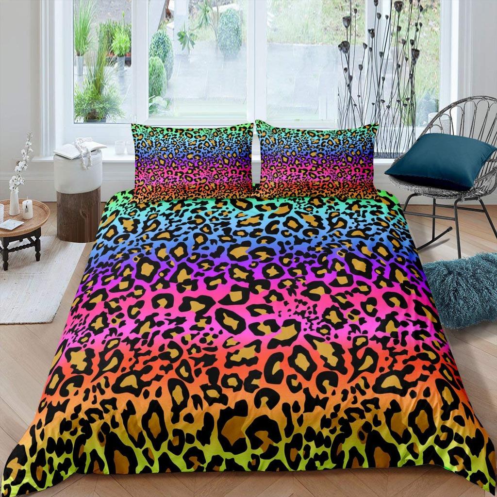 Leopard Bedding Set Queen King Soft Bedclothes Twin Bohemian Print Duvet Cover with Pillowcase Polyester Quilt Cover for Adults