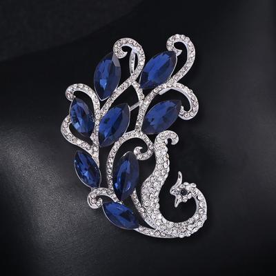 Blaue Kristall Phoenix Brosche weibliche Legierung Diamant Set Anti-Licht Pin Mode Brosche Anzug Zubehör