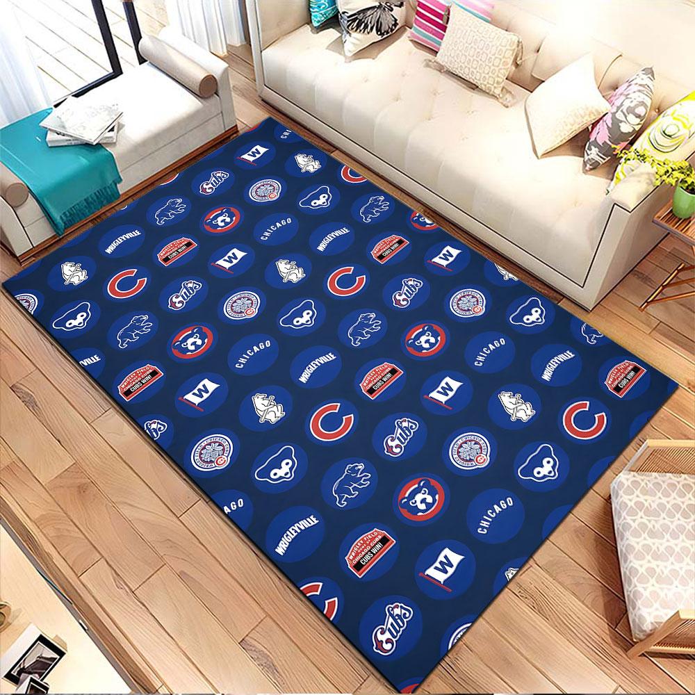 Chicago Cubs Emblem Pattern Rug Patterned Carpet, Non Slip Mat Suitable for Living Room and Bedroom Sofas