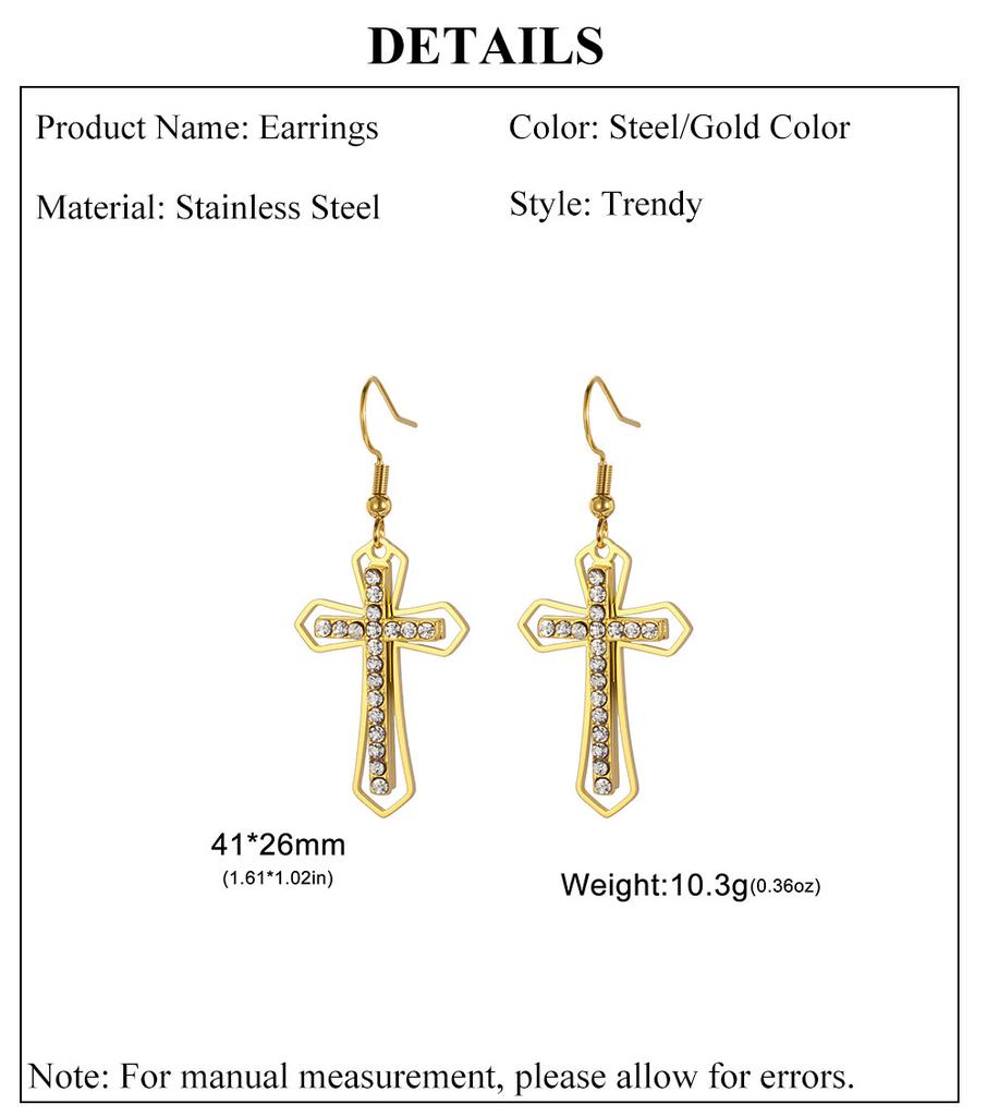 Cazador Clear Zircon Cross Earrings for Women Stainless Steel Christian Earrings Jesus Jewelry Valentine Gift 2026 Wholesale New