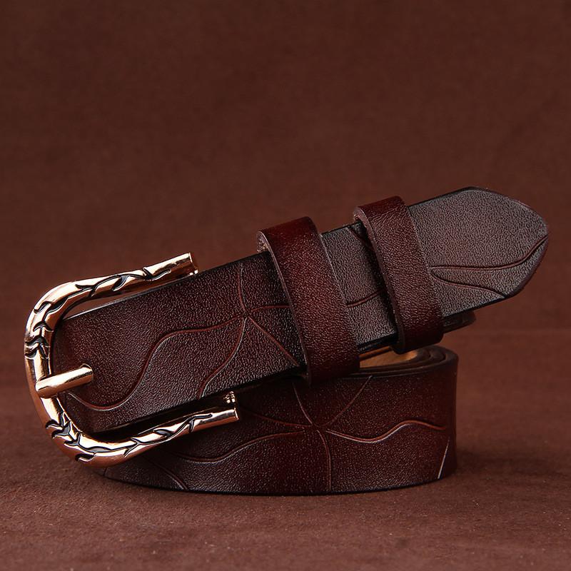 Pure Leather Female Belt With Simple Pin Closure For Work And Casual Outfits