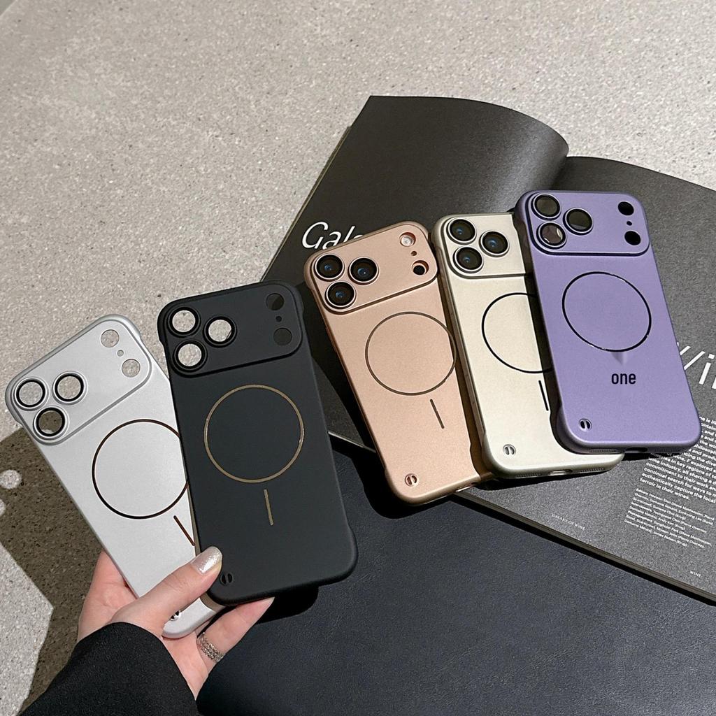 Metalen Mat Frameloos iPhone 17 Hoesje - Magnetisch, Valbestendig, Beschermende Harde Schaal