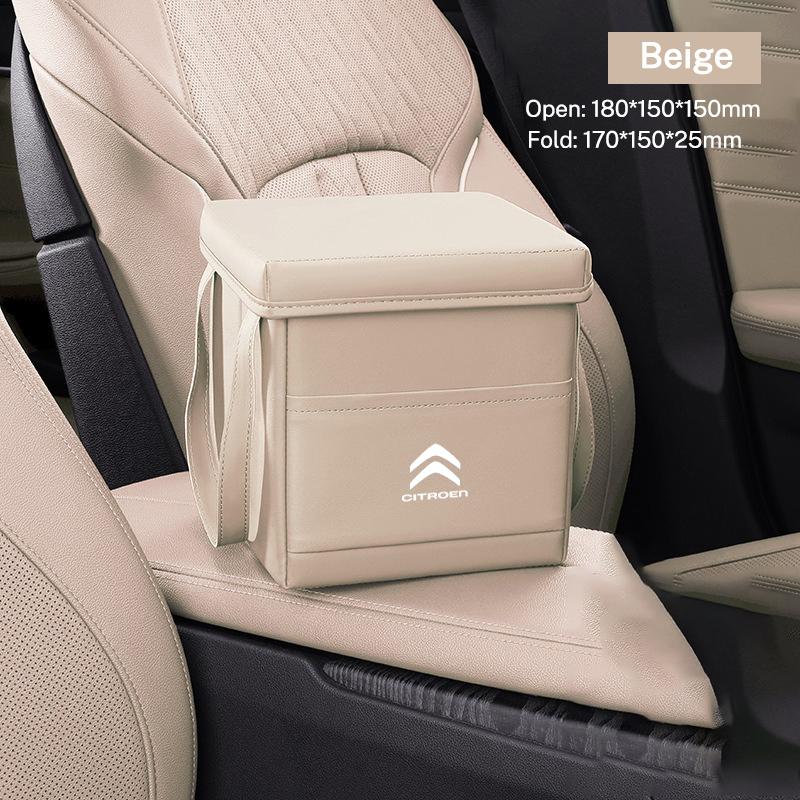 Car Leather Trash Can Vehicle Garbage Dust Case Storage Box Trash Bin For Citroen C3 C4 C5 C3-XR berlingo jumper saxo c1 c2 c5 ajd256