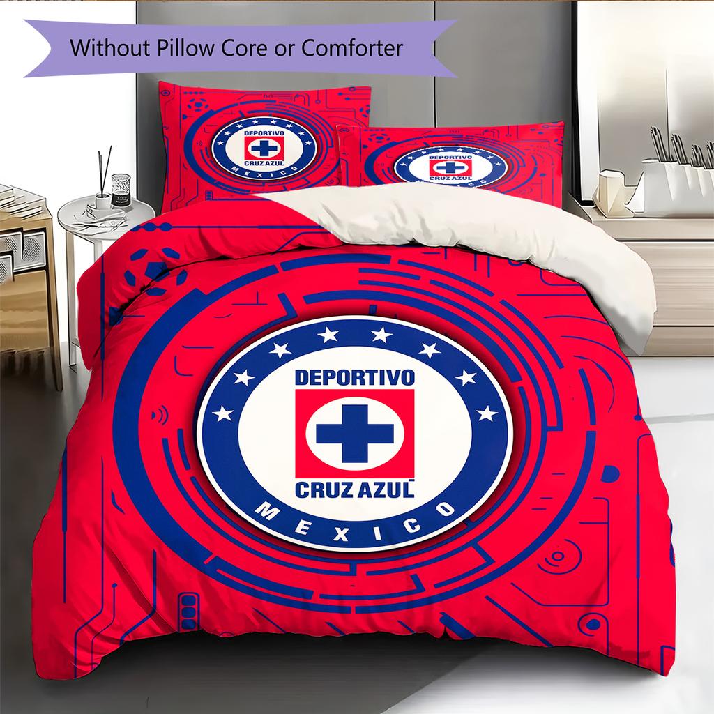 Cruz Azul Pattern Bedding Home Decoration Birthday Gift (1 * duvet cover + 2 * pillowcase, without core)