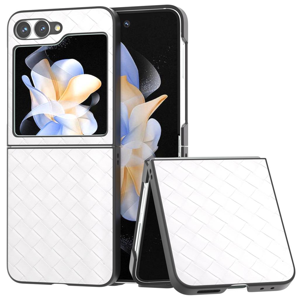 Für Samsung Galaxy Z Flip6 5G Hülle Gewebte Textur Leder+PC Schutzhülle