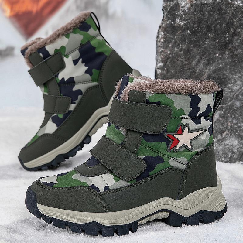 Boys' 2025 Waterproof Cotton Velvet Boots - Non-Slip, Warm Snow Footwear for Kids