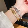 Classic Copper Zirconia Bangle With Gold Plating For Ladies Fashion Accessory