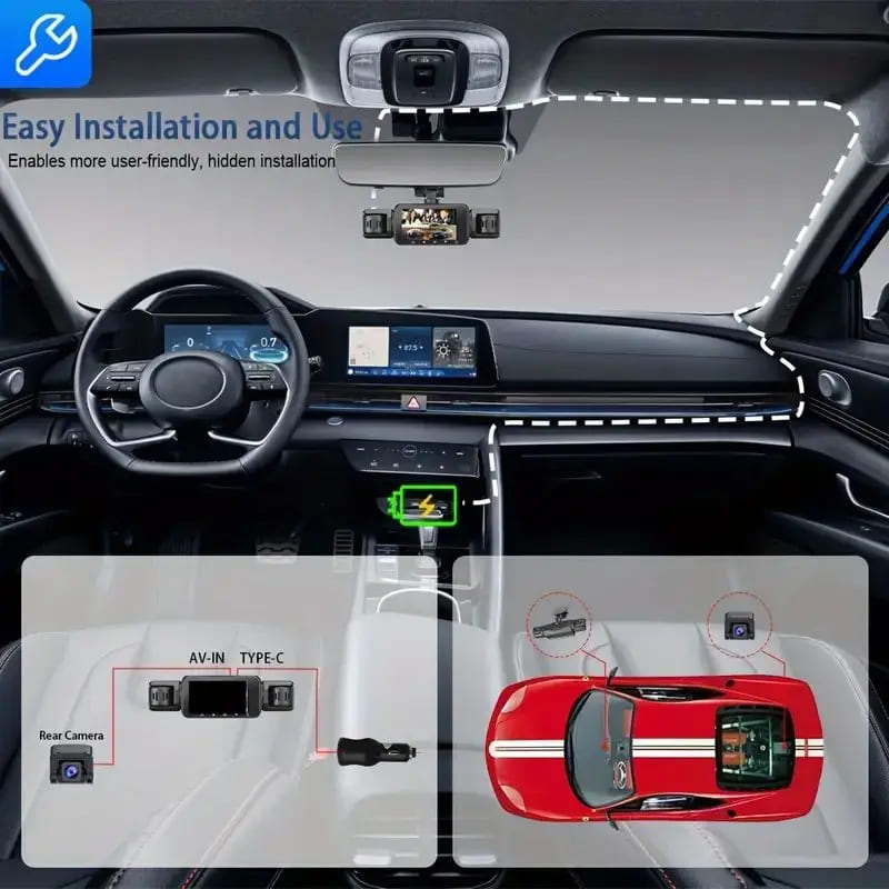 Nowa kamera samochodowa Dash Cam 4-kanałowa 1080P Kamera samochodowa Night Vision WiFi do samochodowego rejestratora DVR 360° Przód Lewy Prawy Tył Nagrywanie pętli Czarna skrzynka