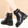 Autumn and winter new thick-soled heightening warm Martin boots women's velvet thickened soft leather soft-soled versatile short boots