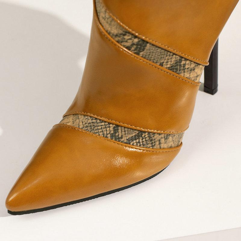 Fashion Ankle Boots Women 2025 Autumn Winter Thin High Heels Booties Plus Size 34-48 Pointed Toe PU Leather Sexy Stiletto Shoes