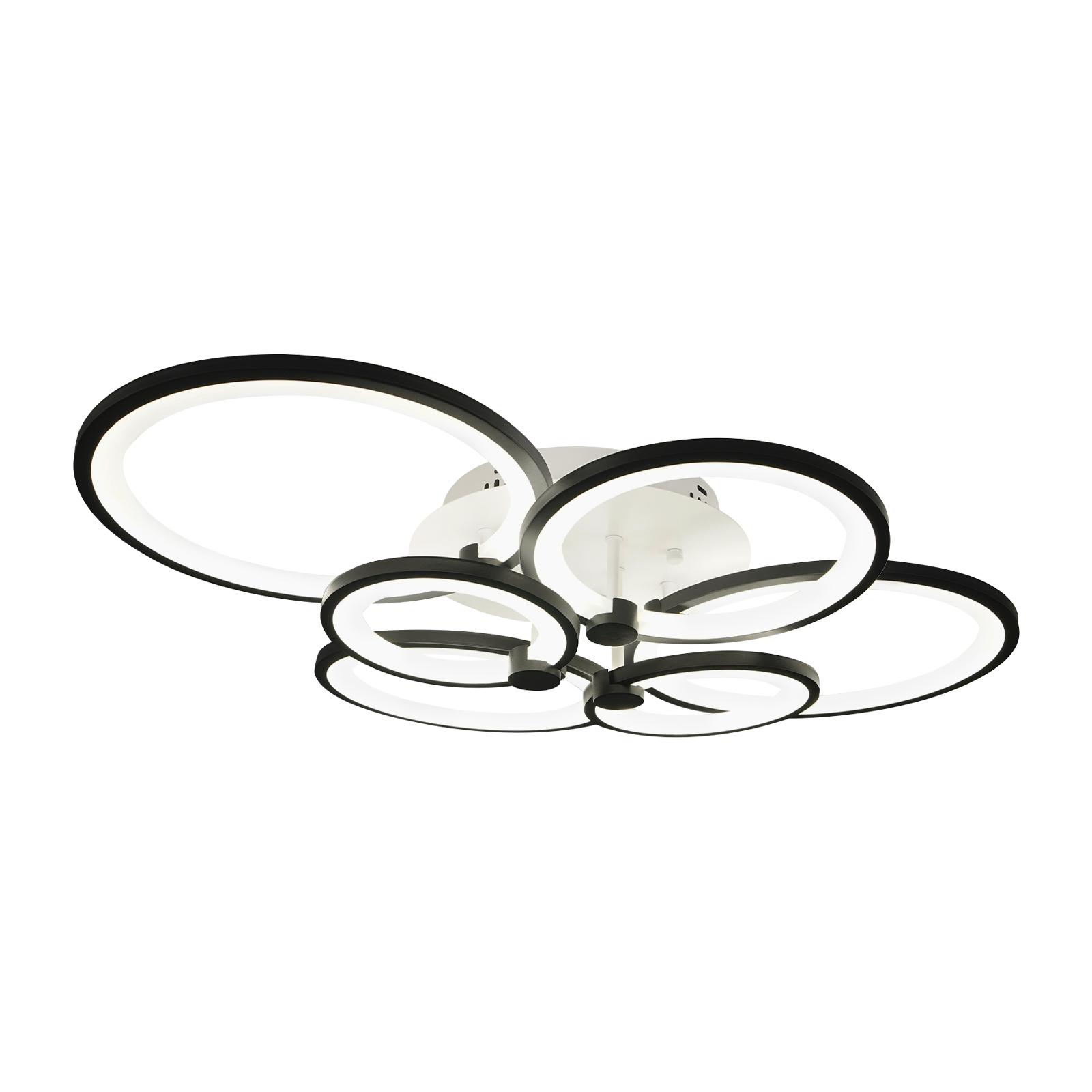 

Modern 6-Ring LED Ceiling Light Remote Control Dimmable 60W 3500K-6500K Adjustable Brightness for Living Room Bedroom чёрный