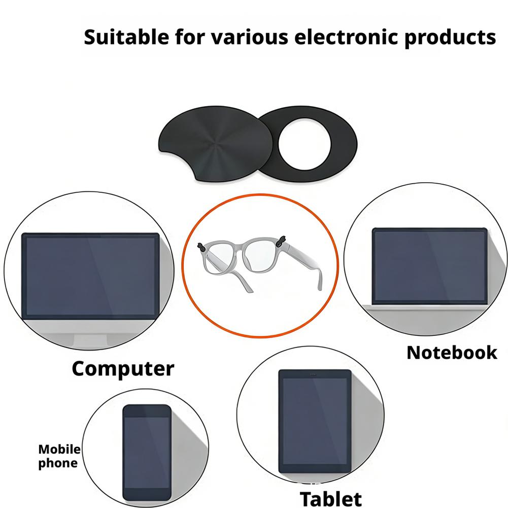 Smart Glasses LED Light Blocking Stickers Fit for Meta Sliding Reusable Adhesive Eyeglass Camera Cover Black Tool