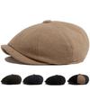 Unisex Retro Wool Beret: Solid Color, Autumn/Winter Warmth, British Newsboy Flat Cap.