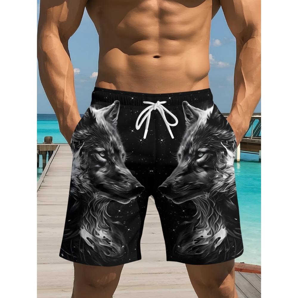 3D Cool Wolf Graphic Printed Shorts for Men Summer Casual Quick-Dry Sports Running Oversize Short Pants Outdoor Clothes for Man