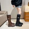 Brown Knight Boots Women's 2026 Autumn and Winter New Maillard High Boots But Knee Long Leather Thick-soled Boots
