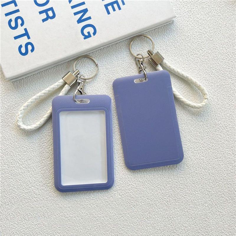 Multicolor Matte Plastic Id Card Holder Wrist Lanyard Scratch Resistant Shell For Students Office Workers Access Cards