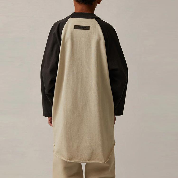 Fear Of God Essentials Kids Baseball T-Shirt Wheat SS22 Letter Flocked Logo Round Neck Pullover Long Sleeve T-Shirt Kids Tops FOG-SS22-999