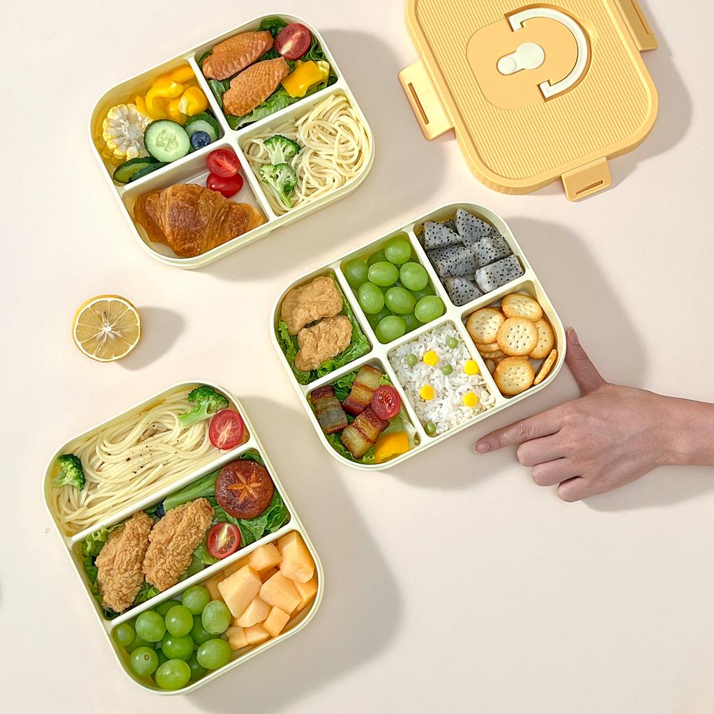 WORTHBUY 1200/1400ml Plastic Divided Lunch Box For Student Microwave Portable Large Capacity Sealed Fruit Salad Food Container
