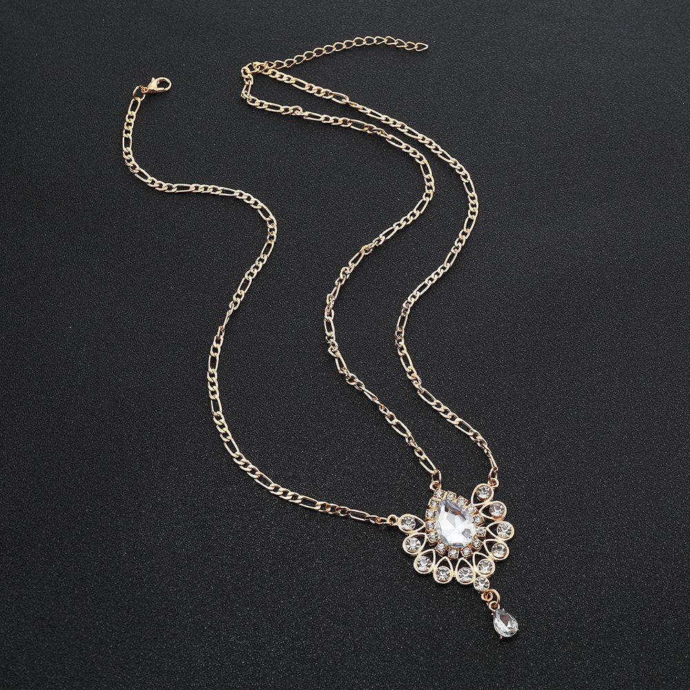 Elegante y lujoso colgante de gota de agua con diamantes de imitación, cadena para el cabello con colgante de ceja versátil y dulce, accesorio para el cabello, tocado