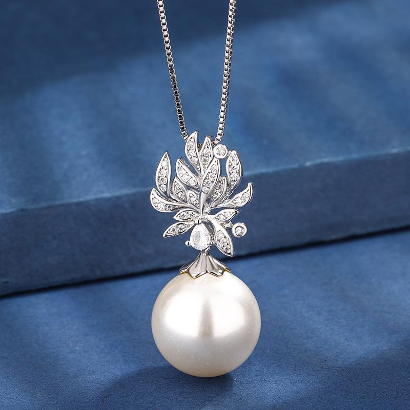 Jewelry Copper Bottom Gold-Plated Inlaid Pearl Temperament Creative Set Women 16-14Mm