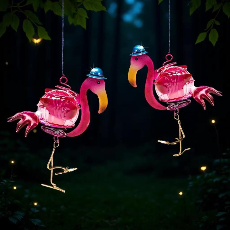Solar Flamingo Pendant: Creative Animal Landscape Ornament & Decorative Atmosphere Light
