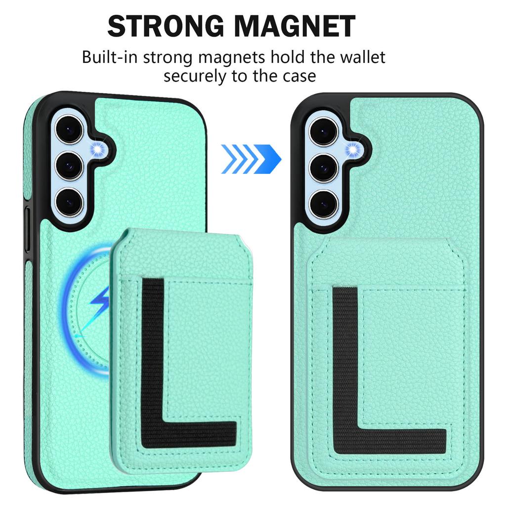 For Samsung Galaxy S24 Magnetisk deksel TPU+PU Lær Telefon Bakdeksel med Avtakbar Kortholder
