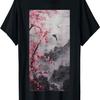 Japan Sakura Garden Mountains And Cherry Blossoms Woodblock T-Shirt(50)