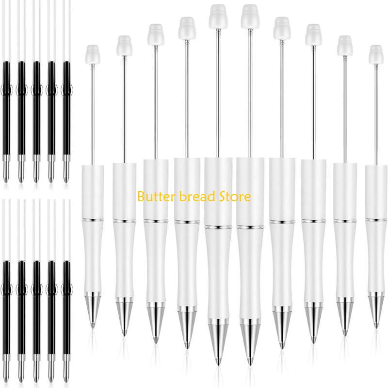 W89C Kids Students Black Rollerball Pens DIY Beaded Pens Plastic Beadable Pens Office School Supplies Bead Ballpoint Pens белый