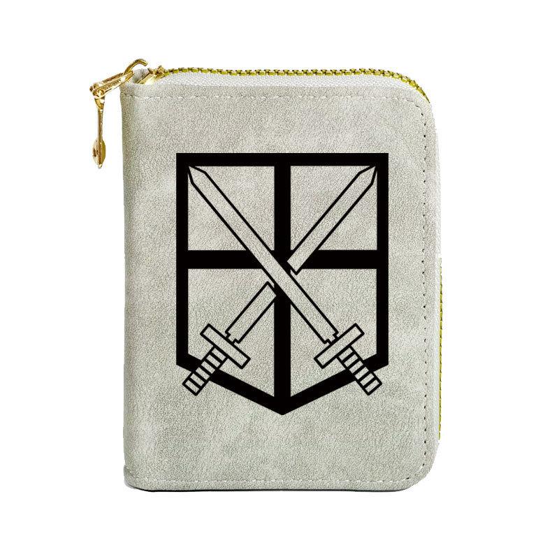 Attack on Titan Zipper PU Wallet Short Multiple Card Slots Purse 10.5x8x2.5cm