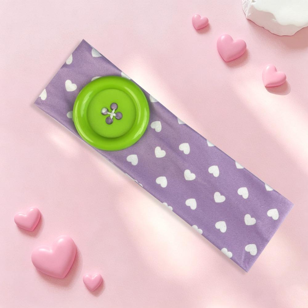 Large Button Elastic Hairband Colorful Heart Polka Dot Headband High Quality Button Hairband